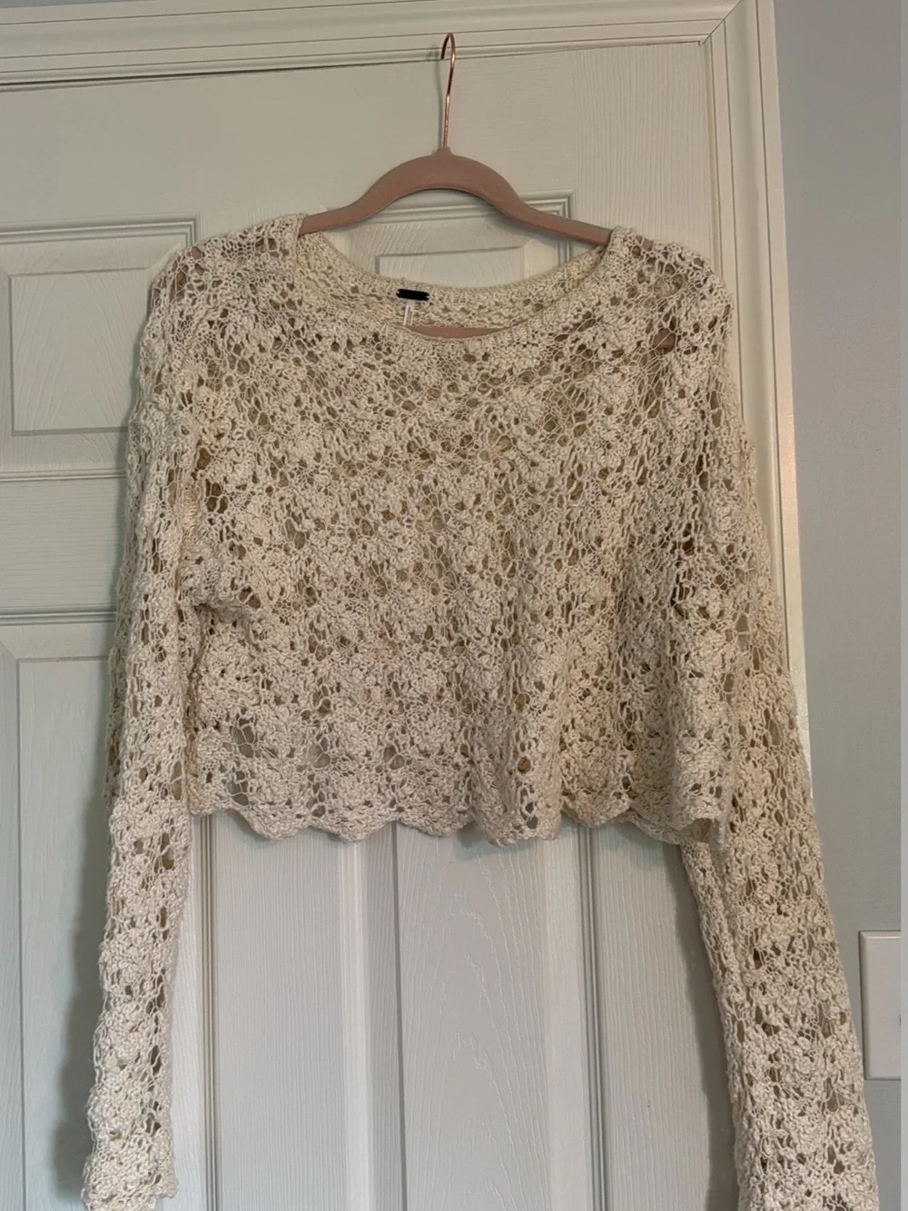 Free People crochet long sleeve top